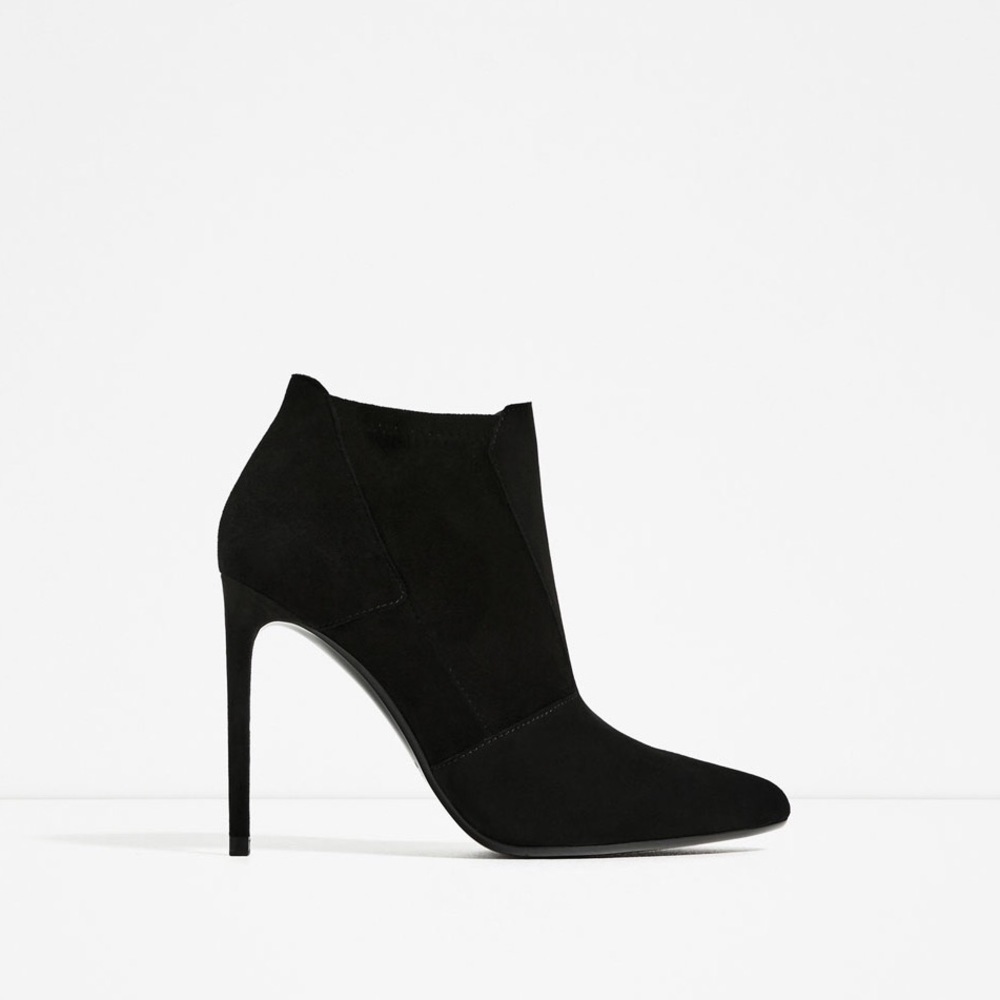 ZARA 100% LEATHER STILETTO ANKLE BOOTS BRAND NEW WITH TAGS US 9 EUR 40